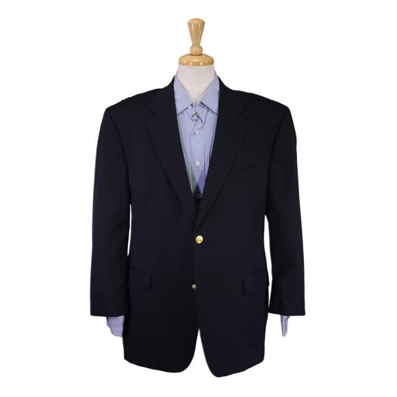 Ralph by Ralph Lauren Navy Blue w/ Gold Metal Buttons Wool Blazer 46R